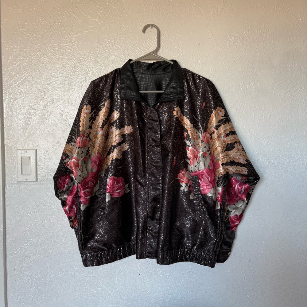 La Phia Vintage Floral print double sided Bomber Jacket